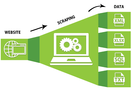 Web scraping dashboard showing extracted emails, phone numbers, and social media profiles